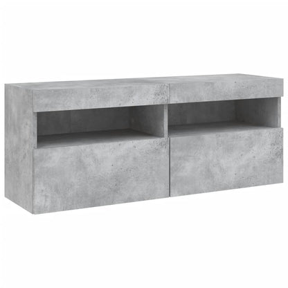 5 Piece TV Wall Units with LED Concrete Grey Engineered Wood