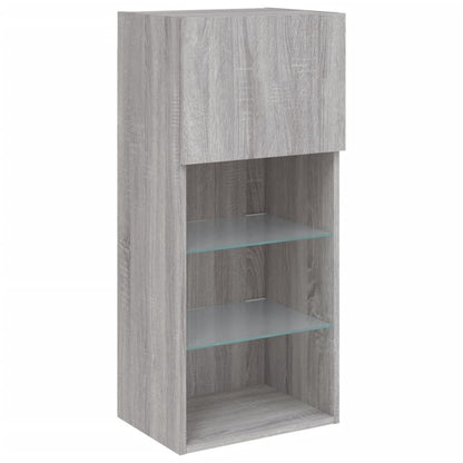 5 Piece TV Wall Units with LED Grey Sonoma Engineered Wood