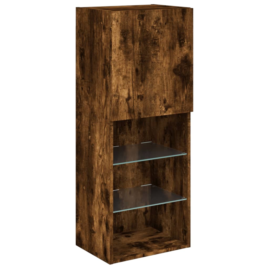 6 Piece TV Wall Units with LED Smoked Oak Engineered Wood