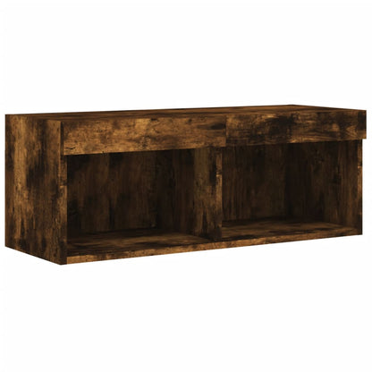 6 Piece TV Wall Units with LED Smoked Oak Engineered Wood