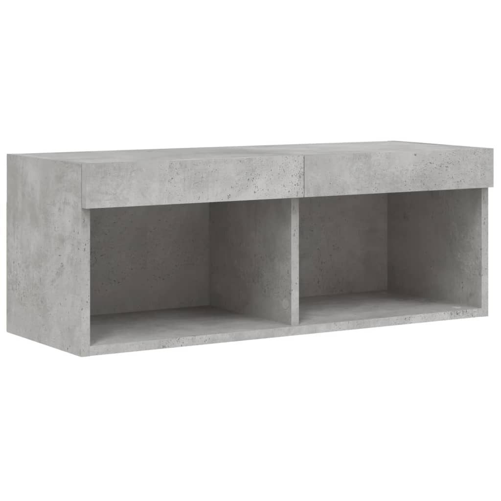 8 Piece TV Wall Cabinet Set with LED Lights Concrete Grey