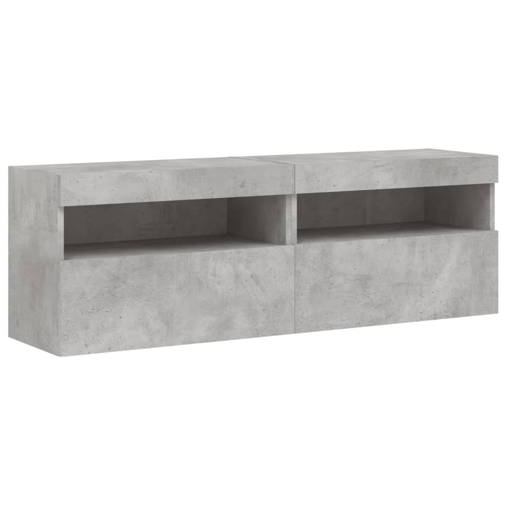 8 Piece TV Wall Cabinet Set with LED Lights Concrete Grey