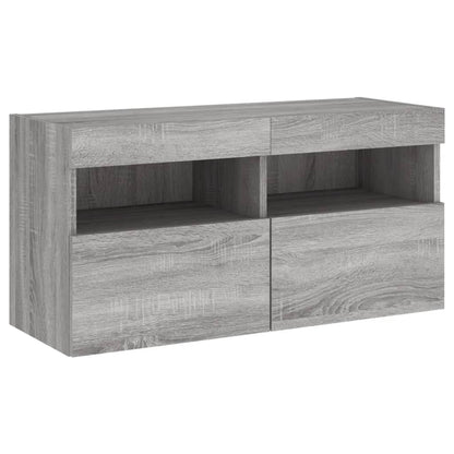 7 Piece TV Wall Cabinet Set with LED Lights Grey Sonoma