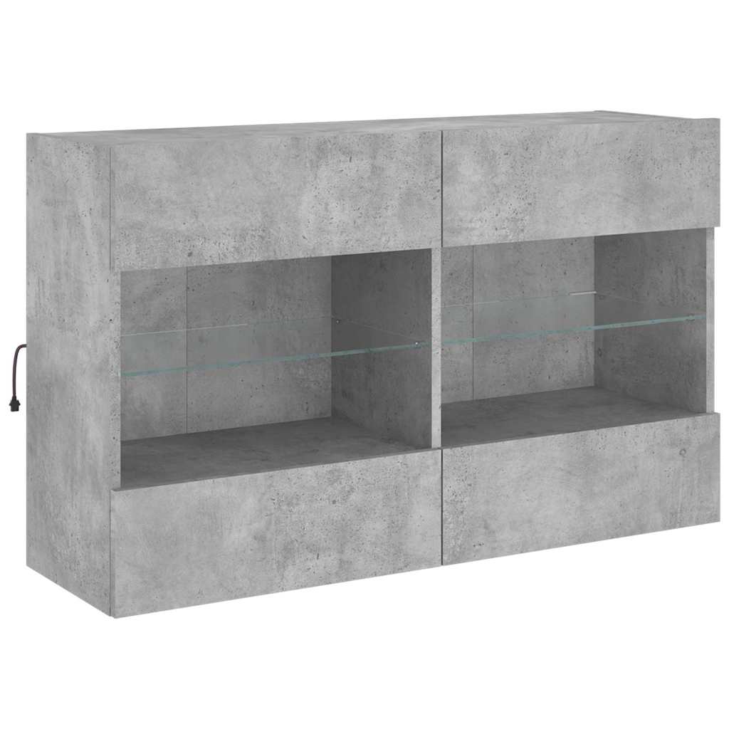 6 Piece TV Wall Cabinet Set with LED Lights Concrete Grey