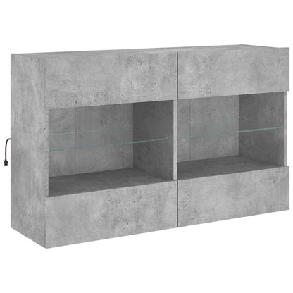 6 Piece TV Wall Cabinet Set with LED Lights Concrete Grey
