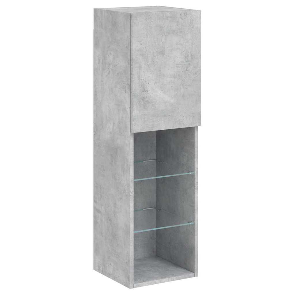6 Piece TV Wall Cabinet Set with LED Lights Concrete Grey