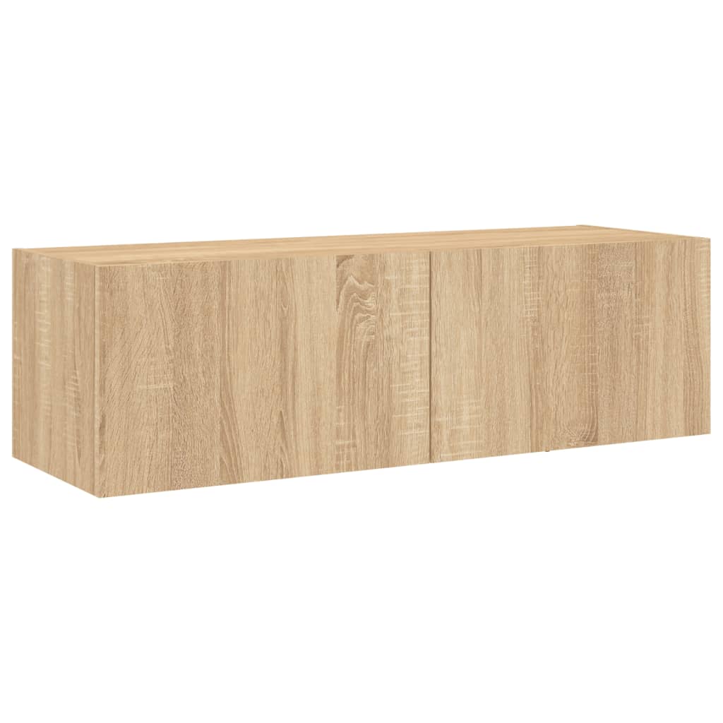 3 Piece TV Wall Cabinets with LED Lights Sonoma Oak