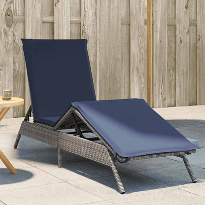 Sun Lounger with Cushion Grey Poly Rattan