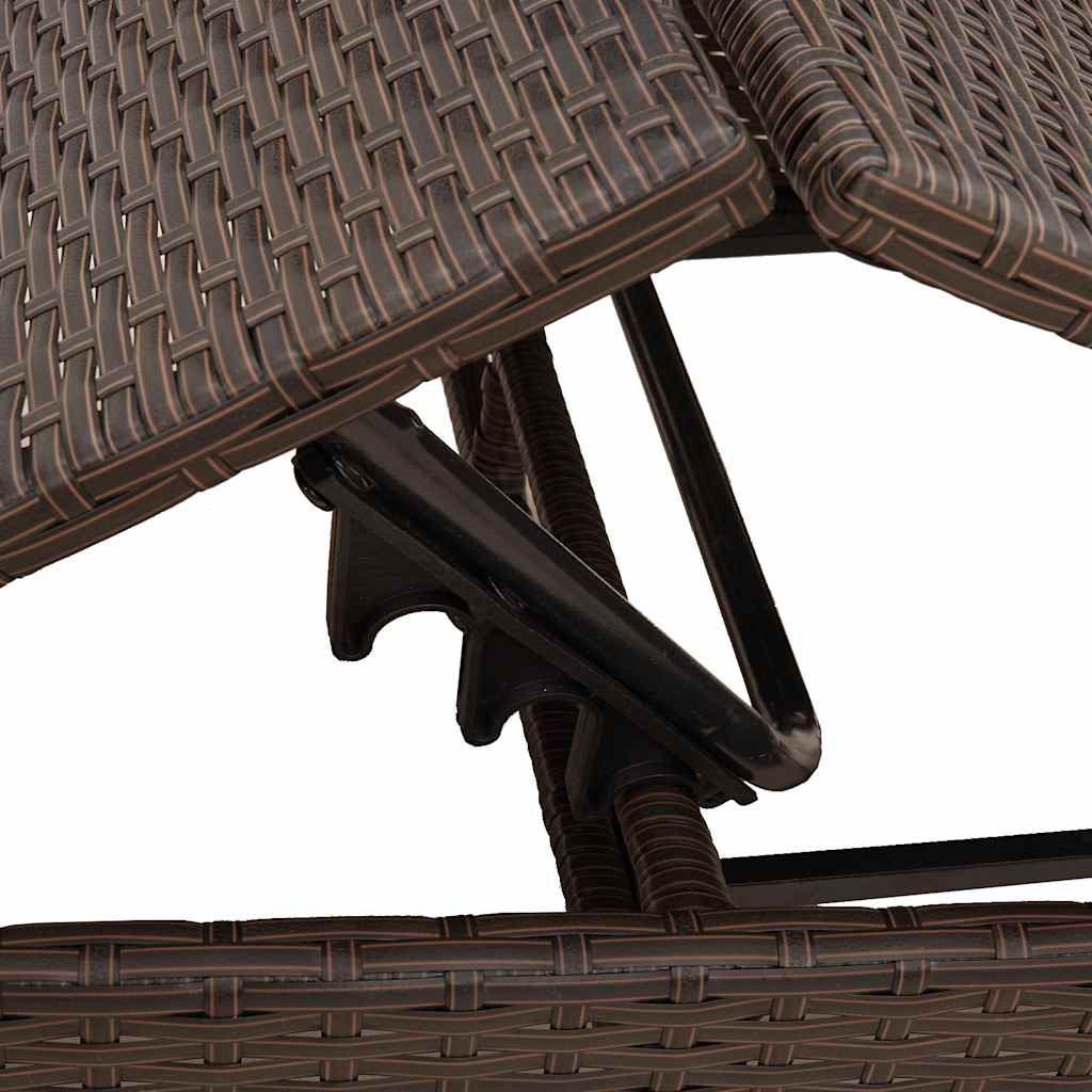 Sun Lounger with Cushion Brown Poly Rattan