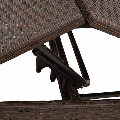Sun Lounger with Cushion Brown Poly Rattan