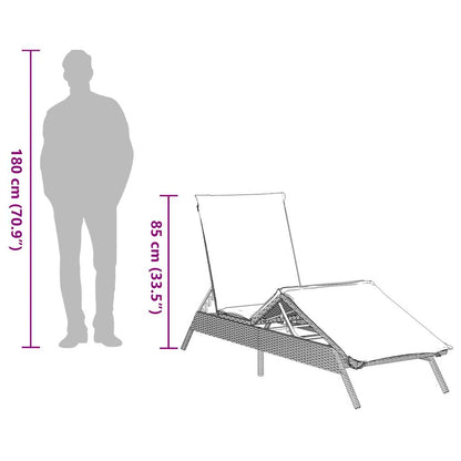 Sun Lounger with Cushion Brown Poly Rattan