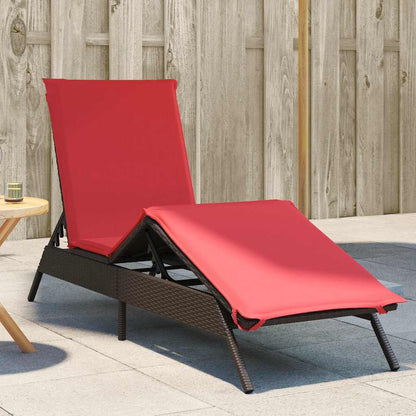 Sun Lounger with Cushion Brown Poly Rattan