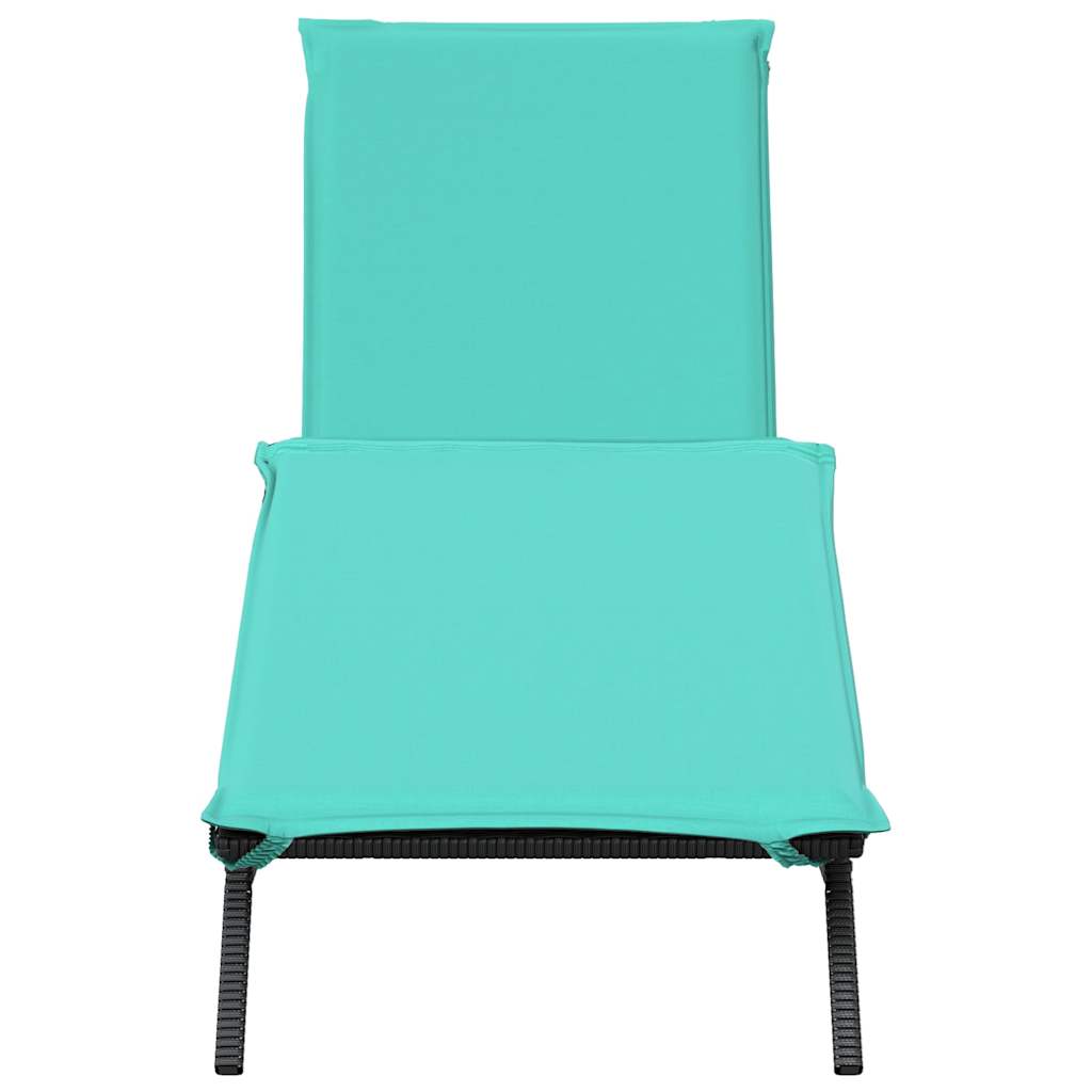 Sun Lounger with Cushion Black Poly Rattan