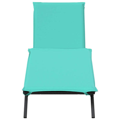 Sun Lounger with Cushion Black Poly Rattan