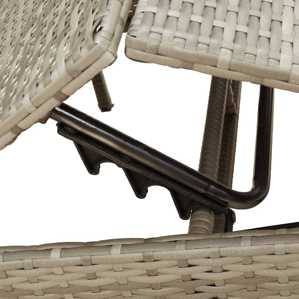 Sun Loungers 2 pcs with Table Gray Poly Rattan