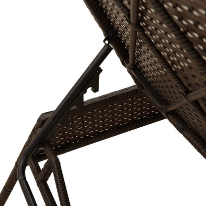 Sun Loungers 2 pcs with Table Brown Poly Rattan