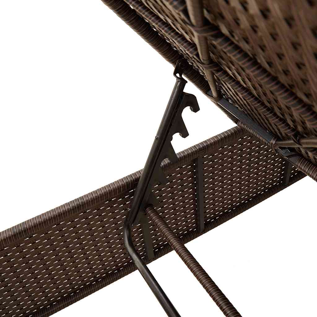 Sun Lounger with Table and Cushion Brown Poly Rattan