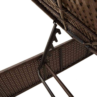 Sun Lounger with Table and Cushion Brown Poly Rattan