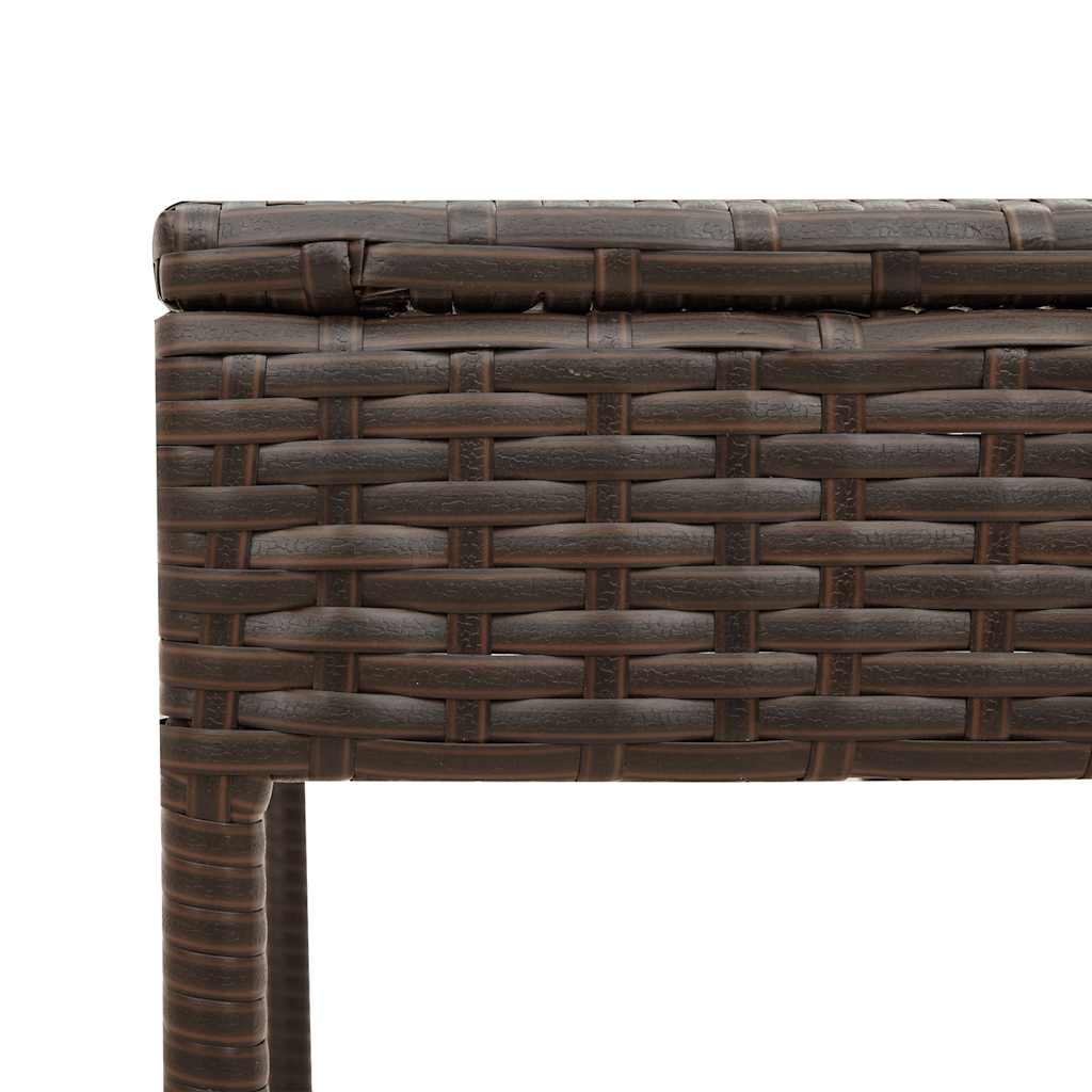 Sun Lounger with Table and Cushion Brown Poly Rattan