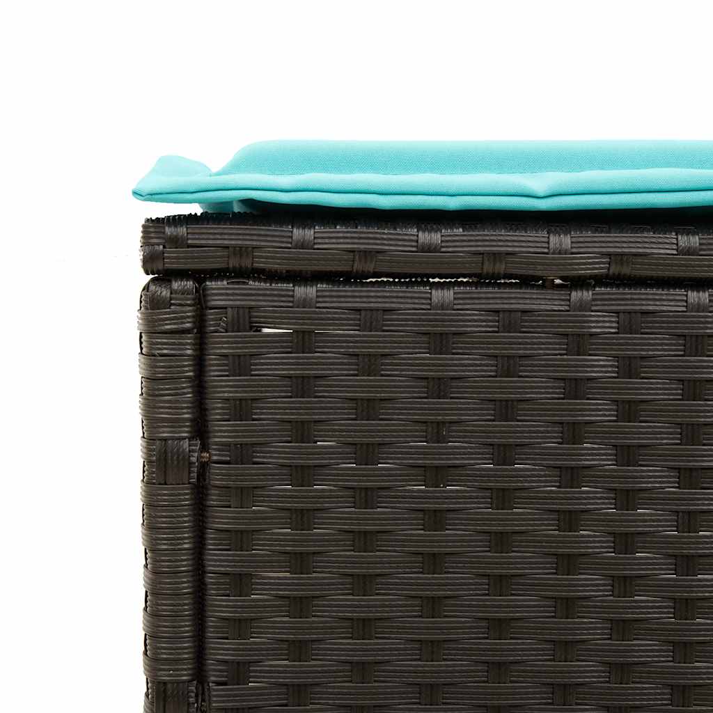 Sun Lounger with Table and Cushion Black Poly Rattan