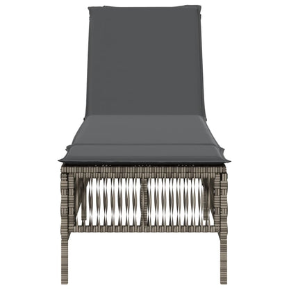 Sun Lounger with Cushion Gray Poly Rattan