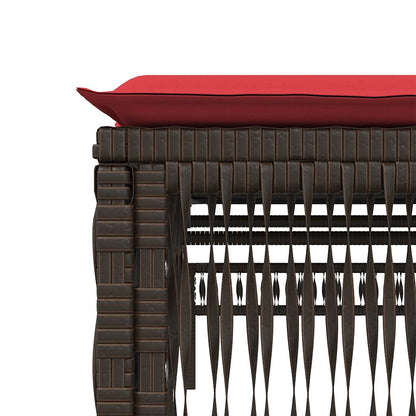 Sun Lounger with Cushion Brown Poly Rattan