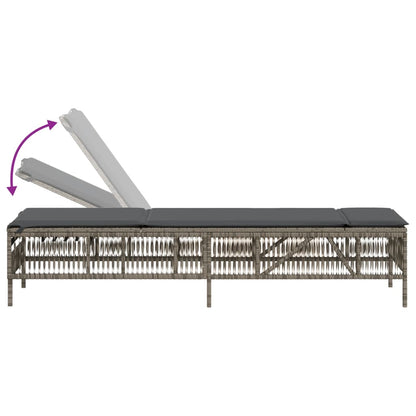 Sun Loungers 2 pcs with Table Gray Poly Rattan