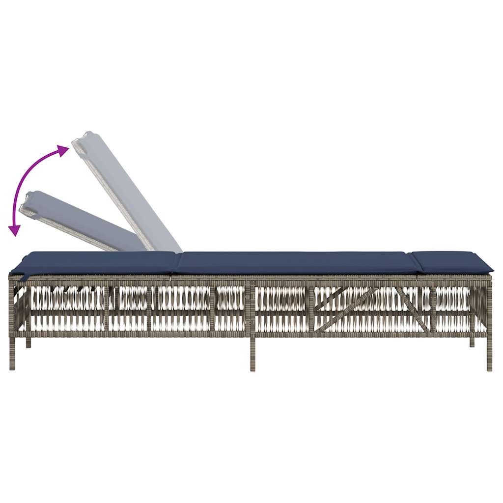 Sun Loungers 2 pcs with Table Grey Poly Rattan