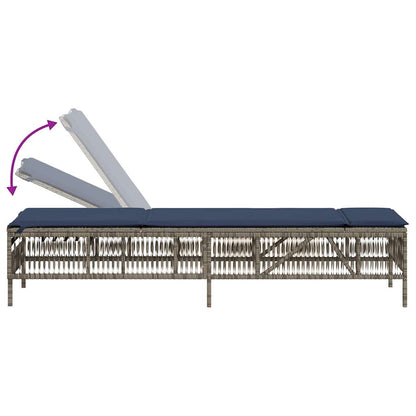 Sun Loungers 2 pcs with Table Grey Poly Rattan
