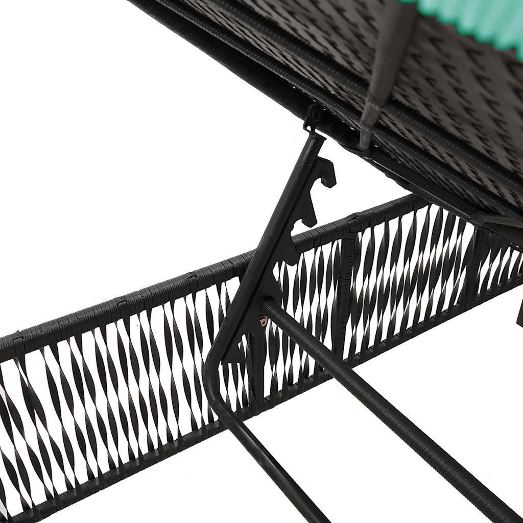 Sun Loungers 2 pcs with Table Black Poly Rattan