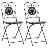 Bistro Chairs Foldable 2 pcs Black and White Ceramic