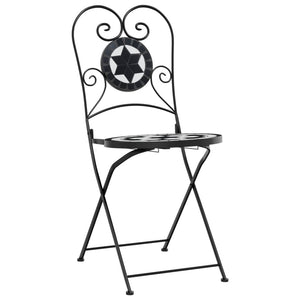 Bistro Chairs Foldable 2 pcs Black and White Ceramic