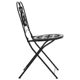 Bistro Chairs Foldable 2 pcs Black and White Ceramic