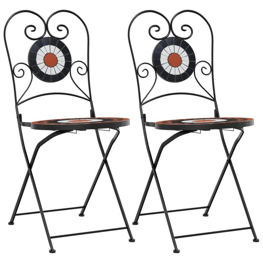 Folding Chairs 2 pcs Terracotta and White Ceramic