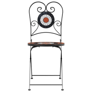 Bistro Chairs Foldable 2 pcs Terracotta and White Ceramic