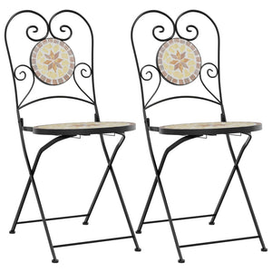 Bistro Chairs Foldable 2 pcs Terracotta and White Ceramic