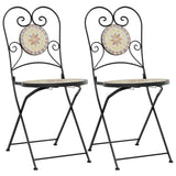 Bistro Chairs Foldable 2 pcs Terracotta and White Ceramic