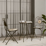 Bistro Chairs Foldable 2 pcs Terracotta and White Ceramic