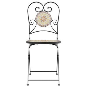 Bistro Chairs Foldable 2 pcs Terracotta and White Ceramic