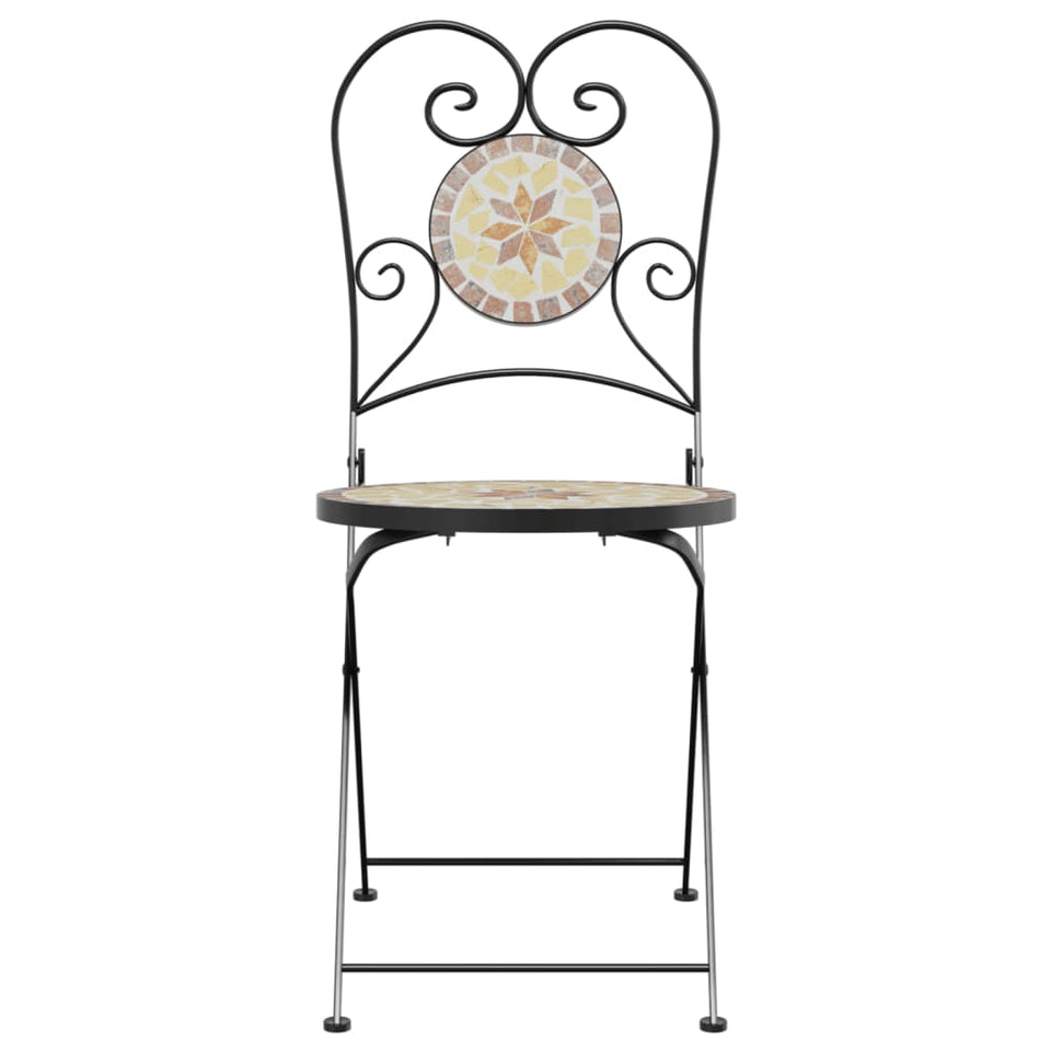 Bistro Chairs Foldable 2 pcs Terracotta and White Ceramic