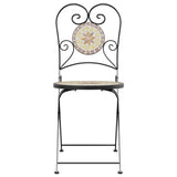 Bistro Chairs Foldable 2 pcs Terracotta and White Ceramic