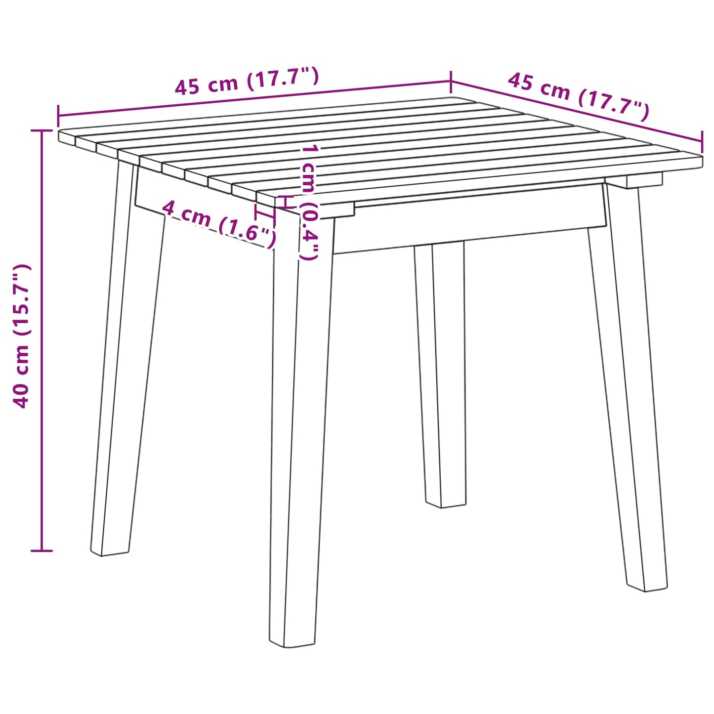 Side Table Brown 45 x 45 x 40 cm Solid Acacia Wood
