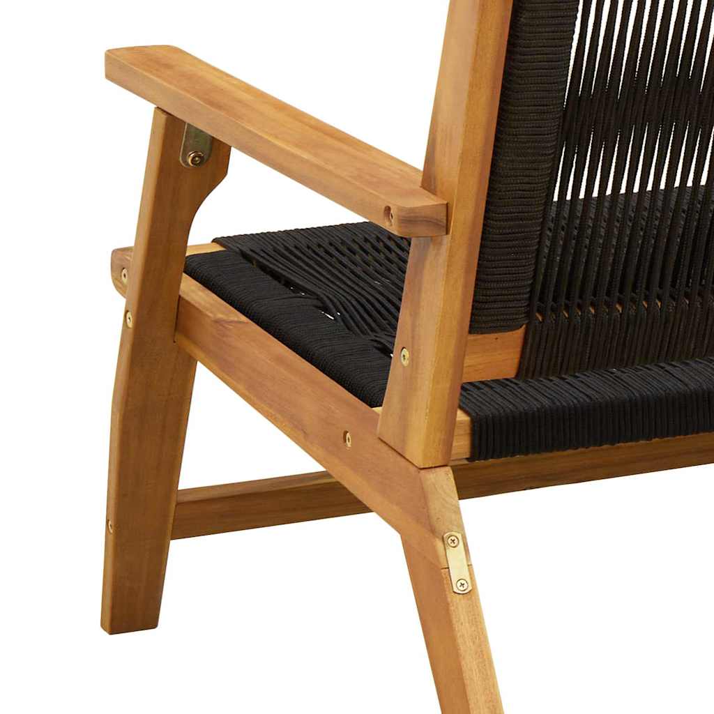Garden Relax Chair 2 pcs Black Solid Acacia Wood