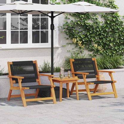 Garden Relax Chair 2 pcs Black Solid Acacia Wood