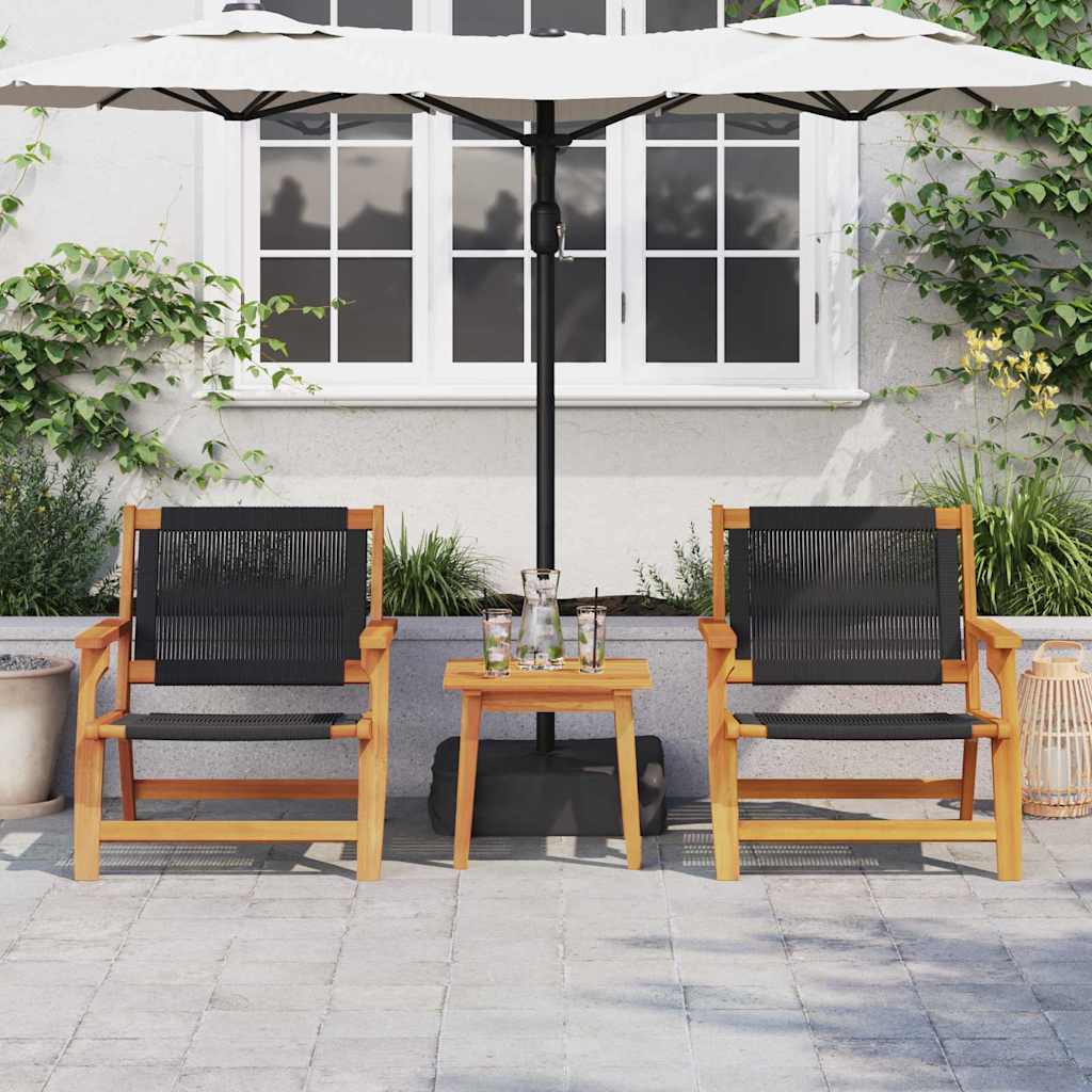 Garden Relax Chair 2 pcs Black Solid Acacia Wood