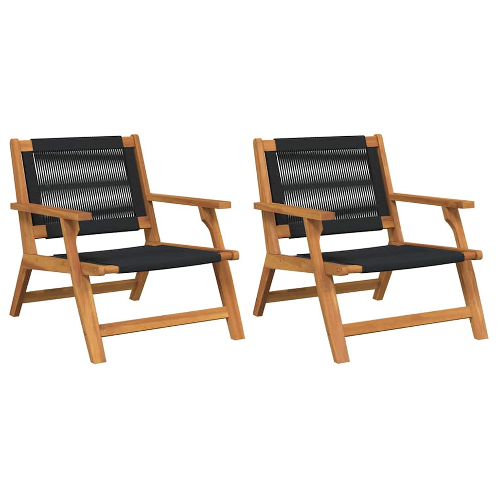 Garden Relax Chair 2 pcs Black Solid Acacia Wood