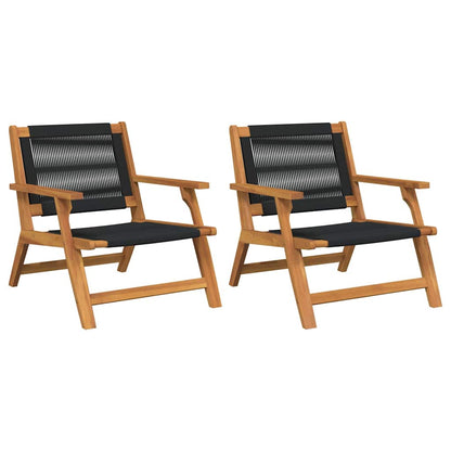 Garden Relax Chair 2 pcs Black Solid Acacia Wood