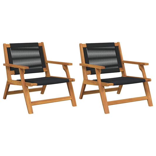 Garden Relax Chair 2 pcs Black Solid Acacia Wood