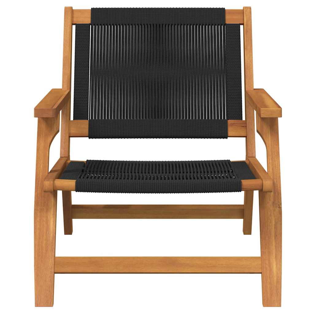 Garden Relax Chair 2 pcs Black Solid Acacia Wood