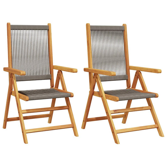 Folding Chairs 2 pcs Grey Solid Wood Acacia and Polypropylene